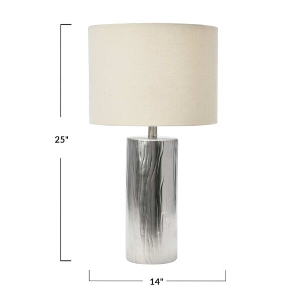 Silver One-Light Faux Bois Stoneware Table Lamp, image 6