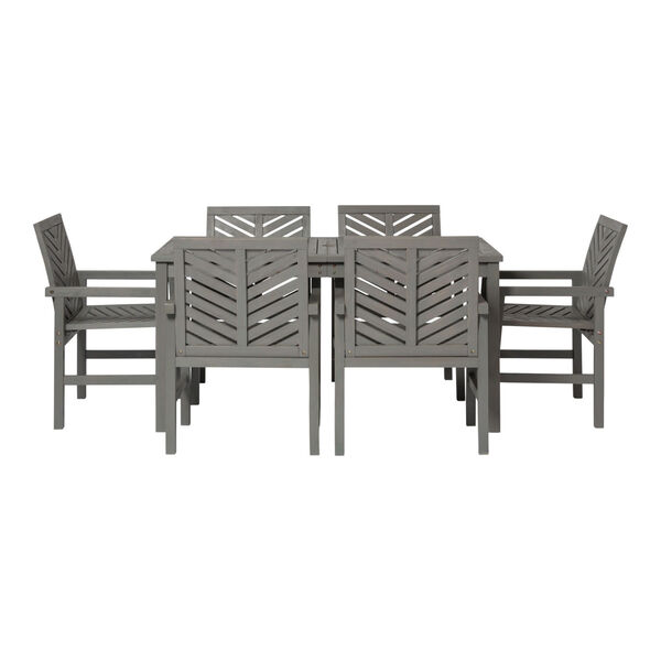 Gray Wash 32-Inch Seven-Piece Chevron Outdoor Dining Set, image 4