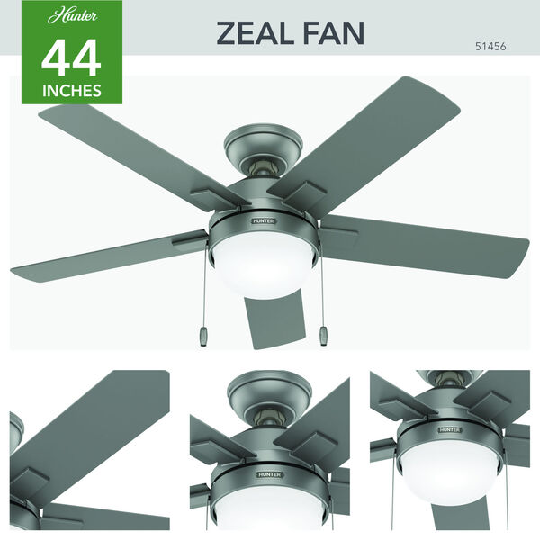 Zeal Matte Silver 44-Inch LED Ceiling Fan, image 4