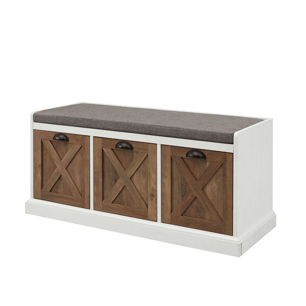Willow Rustic Oak, Brushed White and Storm Grey Storage Bench with Three Drawers, image 5