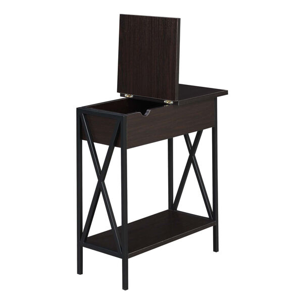 Tucson Flip Top End Table with Charging Station and Shelf, image 4