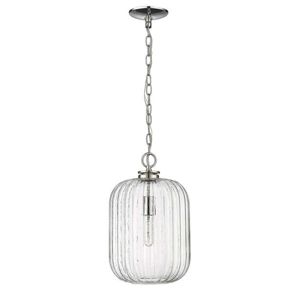 Cabot Polished Nickel One-Light Pendant with Clear Reeded Glass, image 1