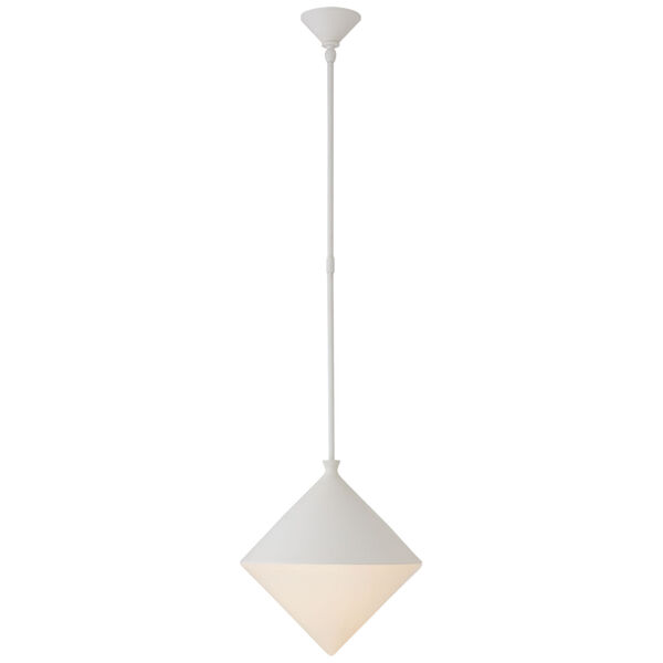 Sarnen Medium Pendant in Matte White with White Glass by AERIN, image 1