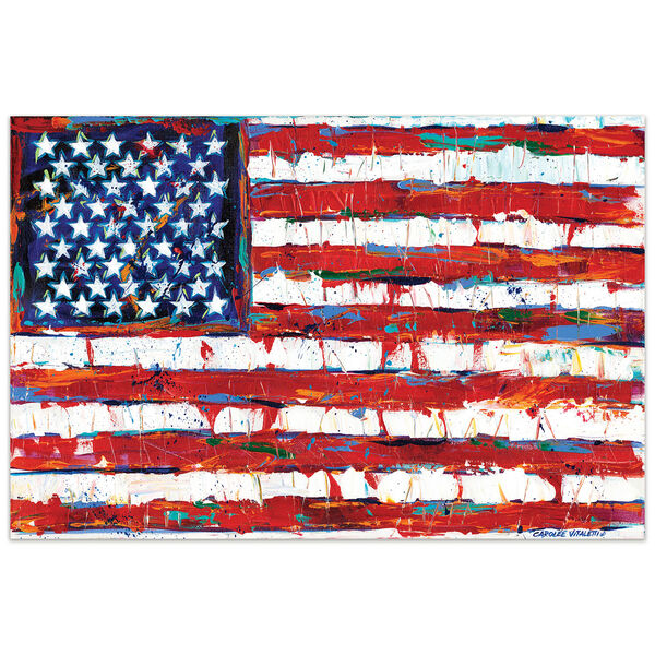 Dramatic Stars and Stripes Frameless Free Floating Tempered Glass Wall Art, image 2