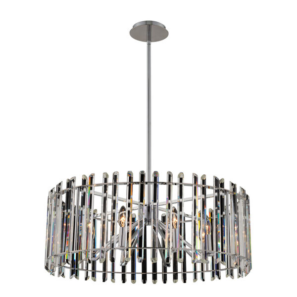 Viano Polished Chrome Eight-Light Pendant with Firenze Crystal, image 1