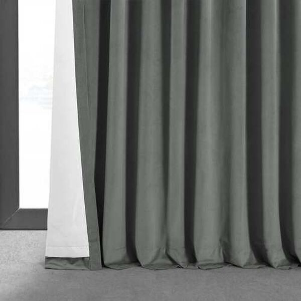 Signature Silver Grey Double Wide Velvet Blackout Pole Pocket Single Panel Curtain 100 x 108, image 7