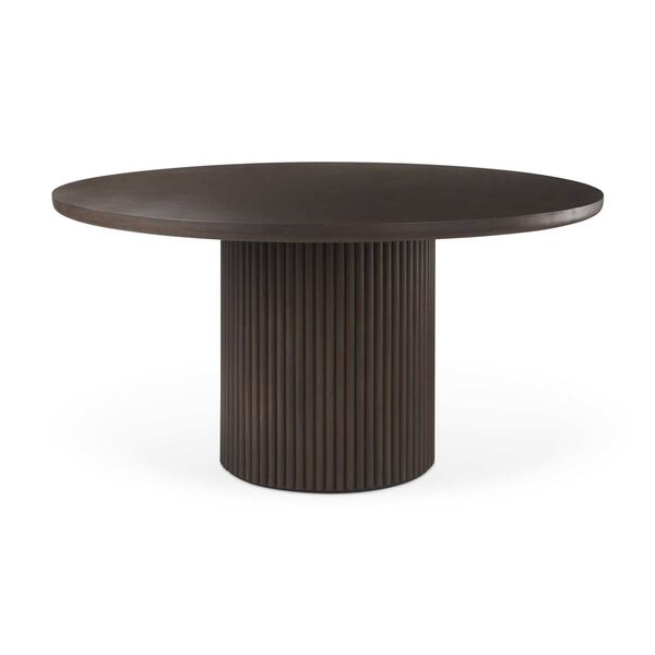 Terra Dark Brown Wood Round Fluted Dining Table, image 1