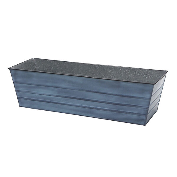Nantucket Blue and Galvanized Steel 26-Inch Flower Box with Flora Stand, image 4