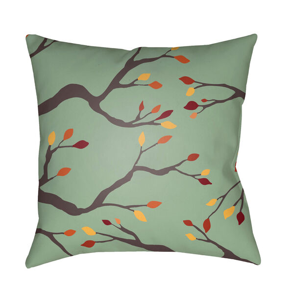 Green Branches 18-Inch Throw Pillow with Poly Fill, image 1