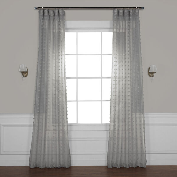 Dot Grey Patterned Linen Sheer Curtain Single Panel, image 1