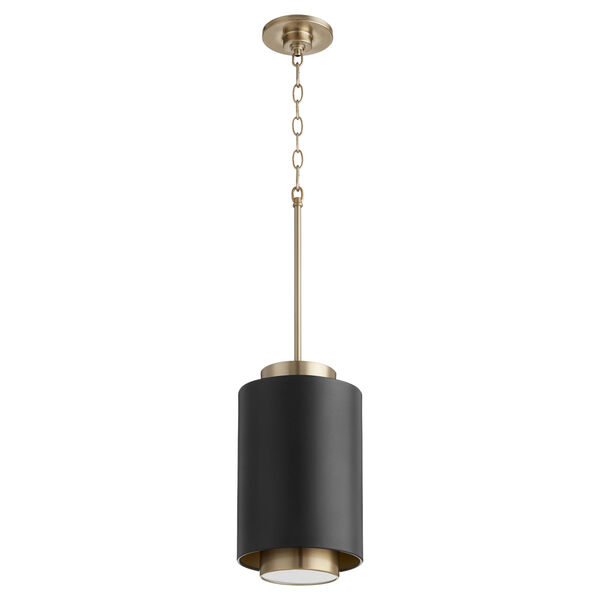 Noir and Aged Brass One-Light 14-Inch Mini Pendant, image 1