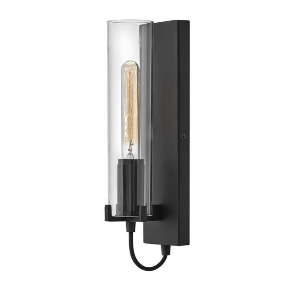 Ryden Black One-Light Wall Sconce With Clear Glass, image 1