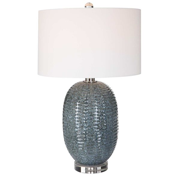 Caralina Blue and Polished Nickel One-Light Geometric Table Lamp, image 1