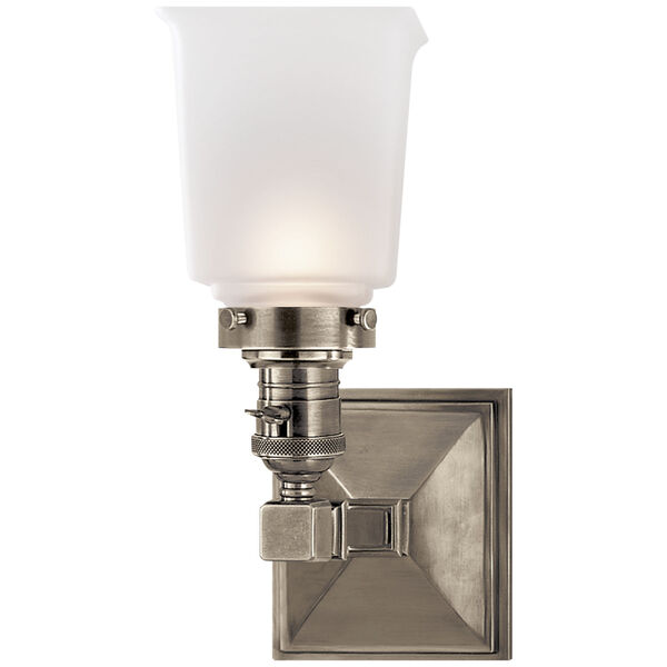 Boston Square Single Light in Antique Nickel with Frosted Glass by Chapman and Myers, image 1