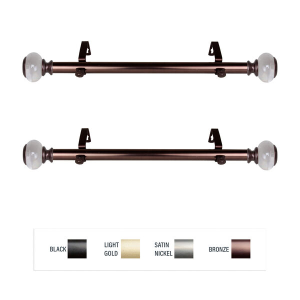 Bronze 20-Inch Side Curtain Rod, Set of Two, image 1