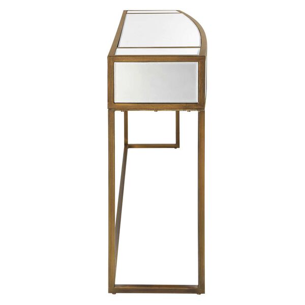 Reflect Brushed Gold Mirrored Console Table, image 5