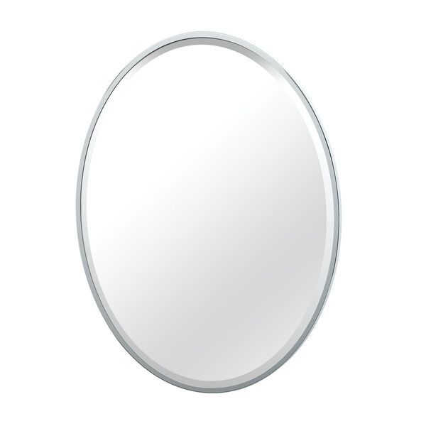Flush Mount 33-Inch Framed Oval Mirror Chrome, image 1