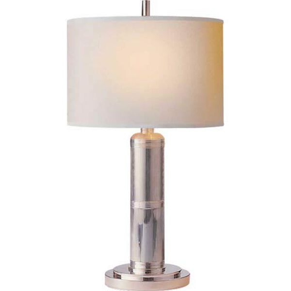 Longacre Small Table Lamp in Polished Nickel with Natural Paper Shade by Thomas O'Brien, image 1