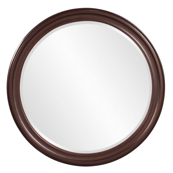 George Wenge Brown Round Mirror, image 1