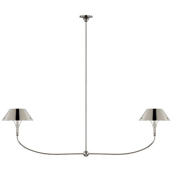 Turlington Xl Linear Chandelier in Polished Nickel with Polished Nickel Shade by Thomas O'Brien, image 1