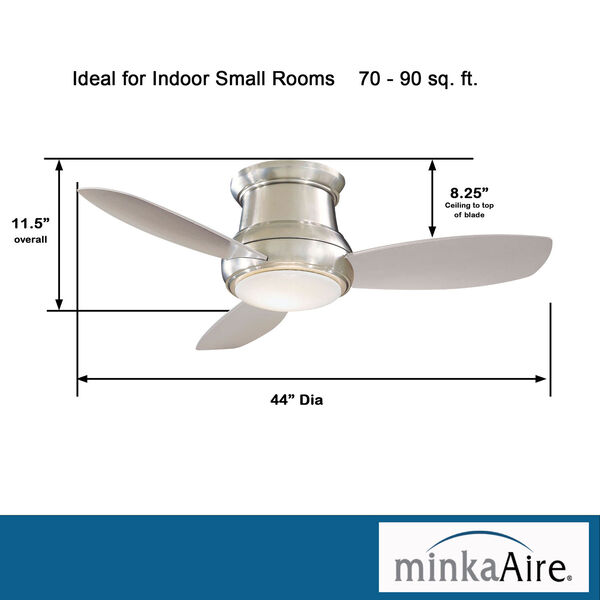 Concept II Brushed Nickel 44-Inch Flush LED Ceiling Fan, image 7