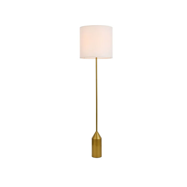 Ines Brass and White One-Light Floor Lamp, image 1
