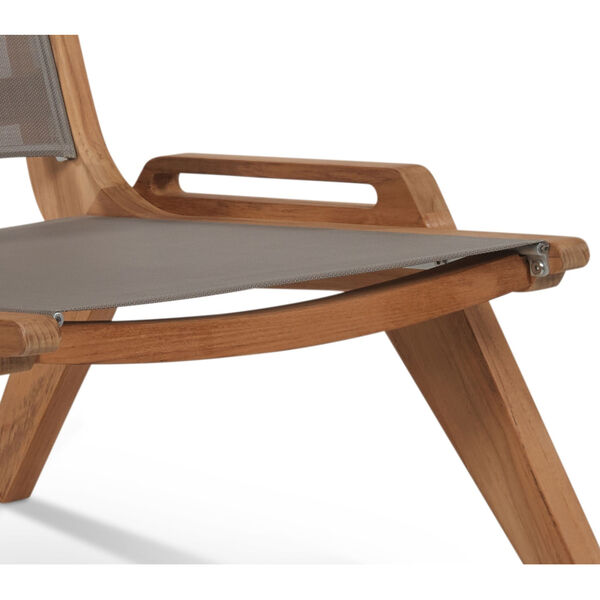 Draper Grey Mesh Fabric Teak Outdoor Sling Chat Chair, image 4