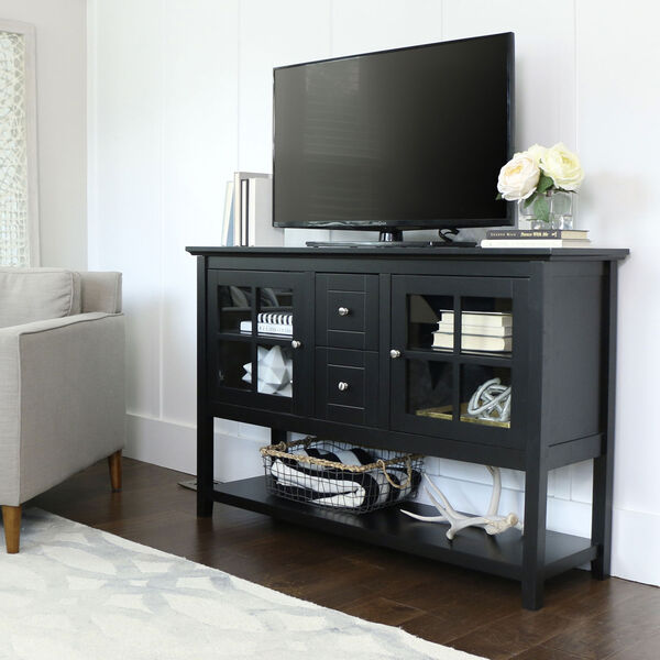 Black 52-Inch Wood Console Table TV Stand, image 1