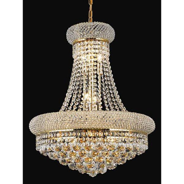 Primo Gold Fourteen-Light 20-Inch Chandelier with Royal Cut Clear Crystal, image 1