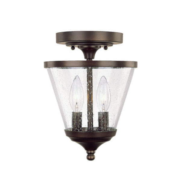 Stanton Burnished Bronze Two-Light Convertible Semi Flush Mount with Soft White Glass, image 1