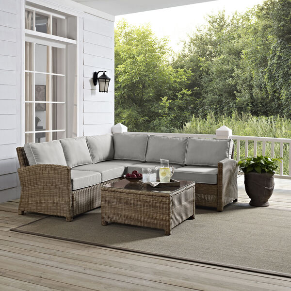 Bradenton Weathered Brown and Gray Outdoor Wicker Sectional Set, 4-Piece, image 1