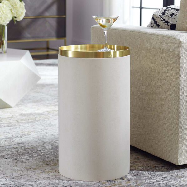 Brushed Brass White Circuit End Table, image 1