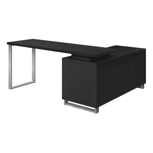 Black Computer Desk with Drawers and Shelves, image 4