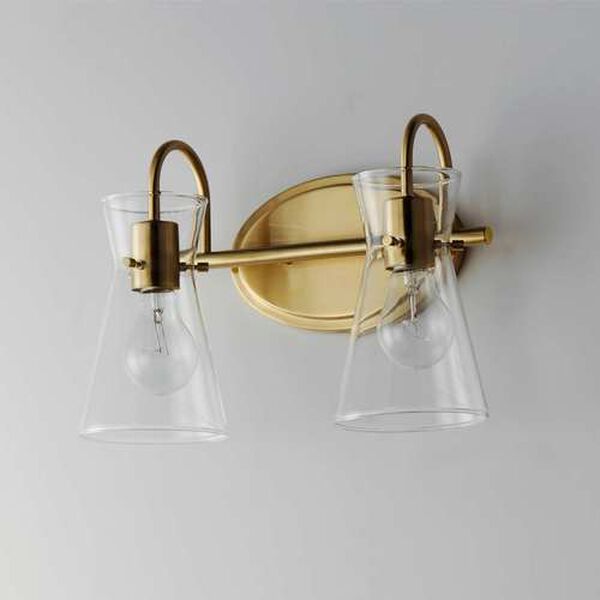 Ava Natural Aged Brass Two-Light Bath Vanity, image 4