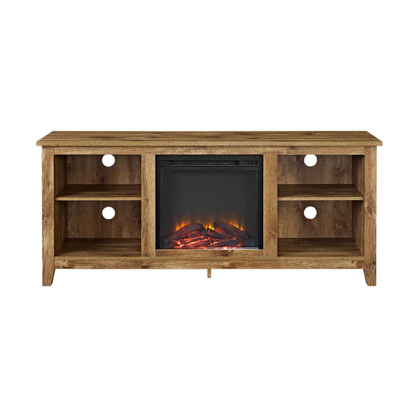 58-inch Barnwood TV Stand with Fireplace Insert, image 3