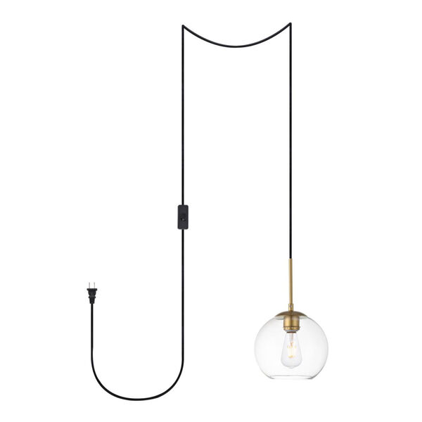 Baxter Brass Eight-Inch One-Light Plug-In Pendant, image 1