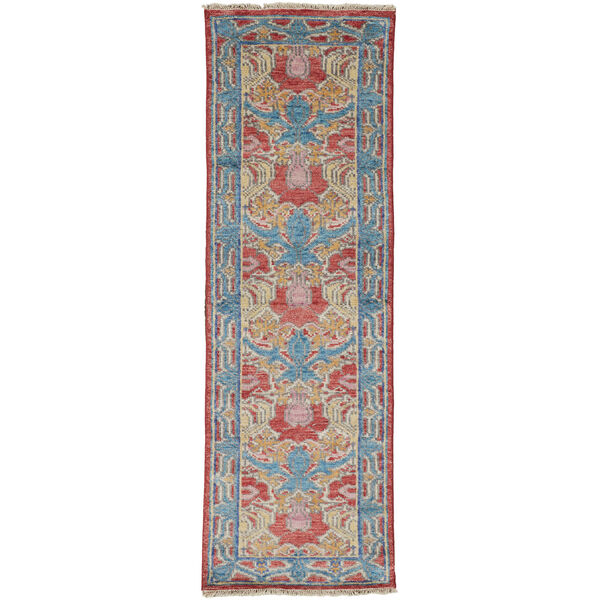 Beall Luxe Wool Arts and Crafts Blue Red Area Rug, image 1