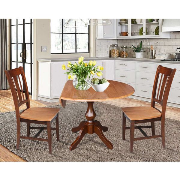 Cinnamon and Espresso Round Top Pedestal Table with Chairs, 3-Piece, image 2
