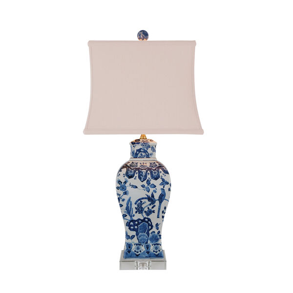 Blue and White Porcelain Square Vase Table Lamp, image 1