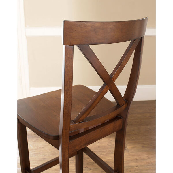 X-Back Bar Stool in Mahogany Finish with 30 Inch Seat Height- Set of Two, image 4