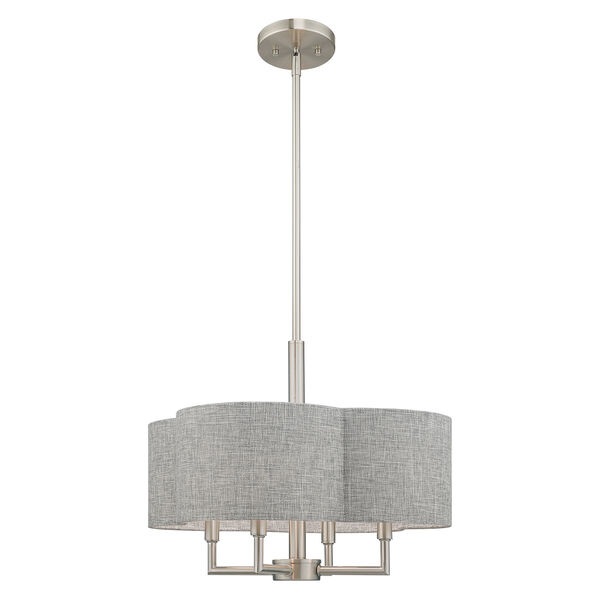 Kalmar Brushed Nickel 18-Inch Four-Light Pendant Chandelier with Hand Crafted Gray Hardback Shade, image 3