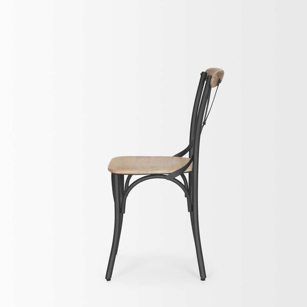 Etienne Light Brown Wood With Iron Metal Dining Chair, image 3