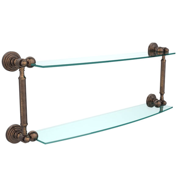 Waverly Place Collection 24 Inch Two Tiered Glass Shelf, Venetian Bronze, image 1