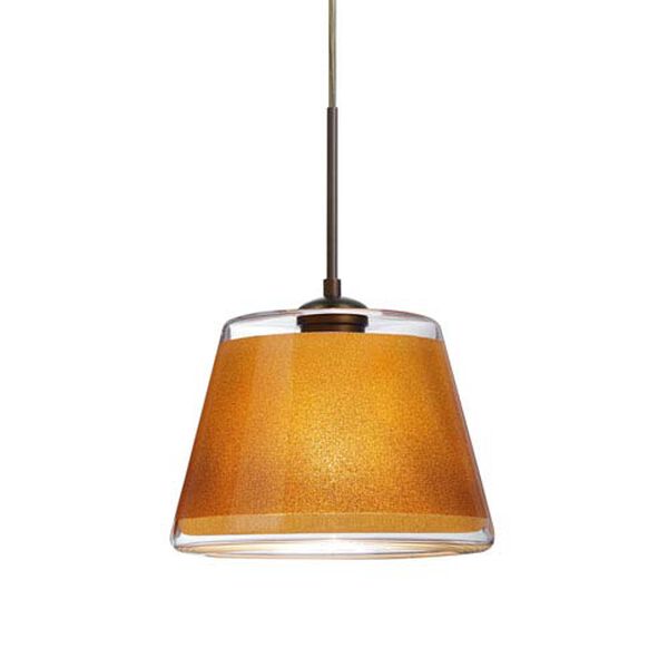 Pica 9 Bronze 8.One-Light Pendant with Gold Sand Glass, Flat Canopy, image 1