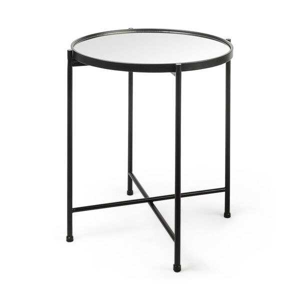 Samantha Black 24-Inch Mirror Top End Table, image 1