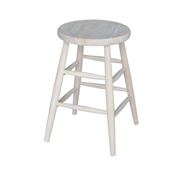 24-Inch Unfinished Wood Scooped Seat Stool, image 1