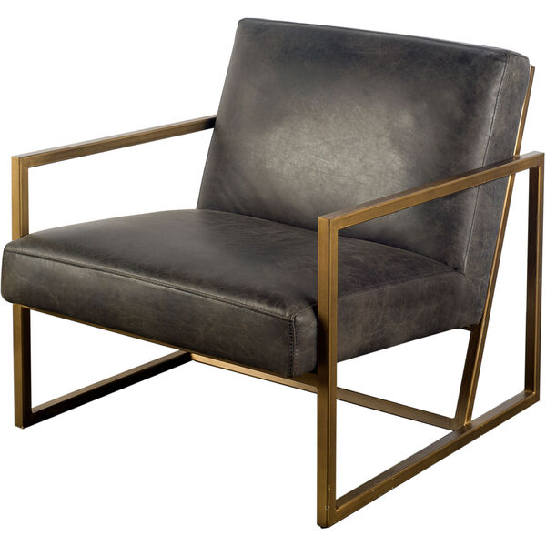 Armelle I Black and Gold Leather Arm Chair, image 1
