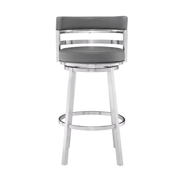 Madrid Gray and Stainless Steel 30-Inch Bar Stool, image 2