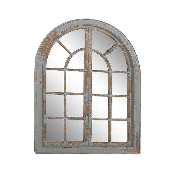 Gray Wood Arch Window Wall Mirror, 48-Inch x 37-Inch, image 6