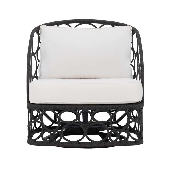 Bali Black and White Outdoor Swivel Chair, image 2